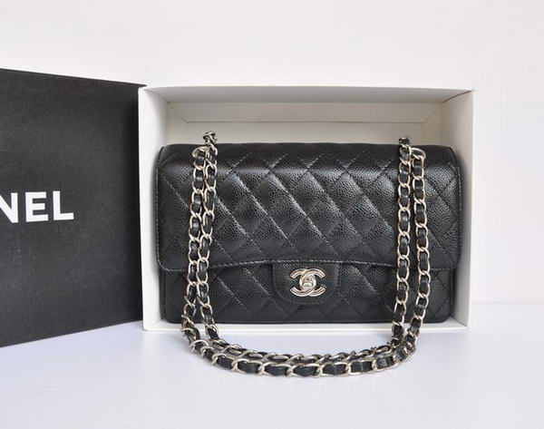 Chanel A1112 2.55 Series Flap Bag Original Caviar Leather Black Chanel A1112 2.55 Series Flap Bag Original Caviar Leather Black