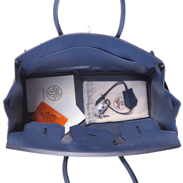 Hermes Birkin 35CM Smooth Leather Handbag 6089 Dark Blue Silver Hermes Birkin 35CM Smooth Leather Handbag 6089 Dark Blue Silver