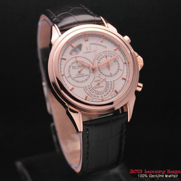 OMEGA DE VILLE CO-AXIAL CHRONOSCOPE Red Gold on Black Leather Strap OM77425 OMEGA DE VILLE CO-AXIAL CHRONOSCOPE Red Gold on Black Leather Strap OM77425