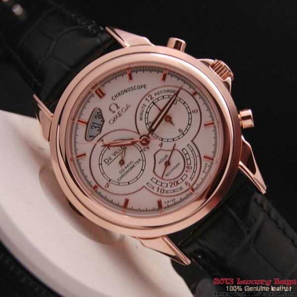 OMEGA DE VILLE CO-AXIAL CHRONOSCOPE Red Gold on Black Leather Strap OM77425 OMEGA DE VILLE CO-AXIAL CHRONOSCOPE Red Gold on Black Leather Strap OM77425
