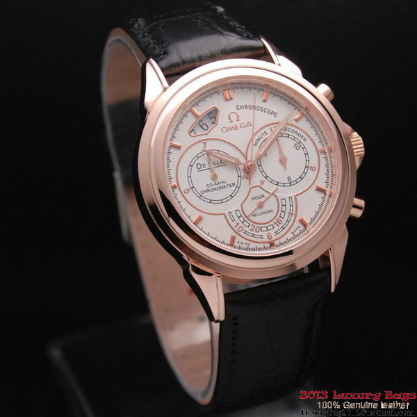 OMEGA DE VILLE CO-AXIAL CHRONOSCOPE Red Gold on Black Leather Strap OM77425 OMEGA DE VILLE CO-AXIAL CHRONOSCOPE Red Gold on Black Leather Strap OM77425