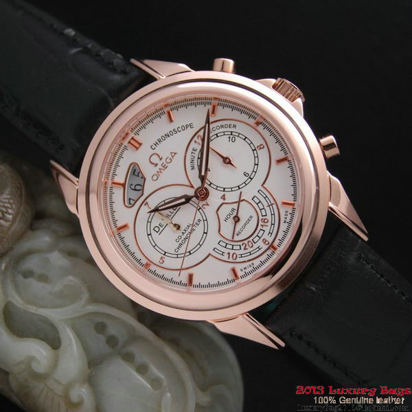 OMEGA DE VILLE CO-AXIAL CHRONOSCOPE Red Gold on Black Leather Strap OM77425 OMEGA DE VILLE CO-AXIAL CHRONOSCOPE Red Gold on Black Leather Strap OM77425