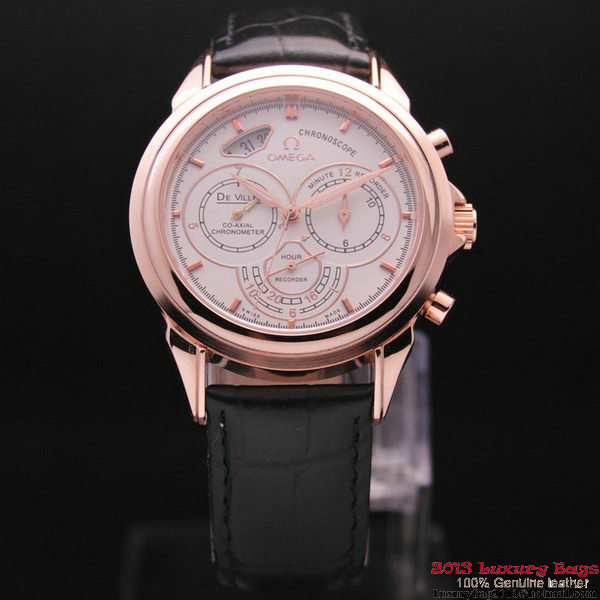 OMEGA DE VILLE CO-AXIAL CHRONOSCOPE Red Gold on Black Leather Strap OM77425 OMEGA DE VILLE CO-AXIAL CHRONOSCOPE Red Gold on Black Leather Strap OM77425