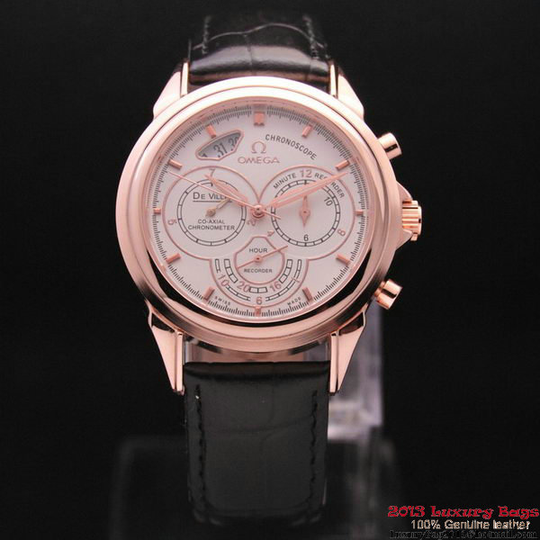 OMEGA DE VILLE CO-AXIAL CHRONOSCOPE Red Gold on Black Leather Strap OM77425 OMEGA DE VILLE CO-AXIAL CHRONOSCOPE Red Gold on Black Leather Strap OM77425