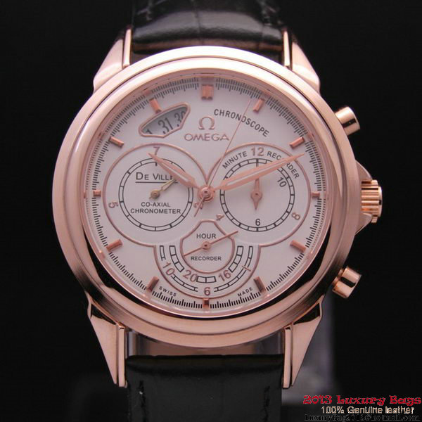 OMEGA DE VILLE CO-AXIAL CHRONOSCOPE Red Gold on Black Leather Strap OM77425 OMEGA DE VILLE CO-AXIAL CHRONOSCOPE Red Gold on Black Leather Strap OM77425