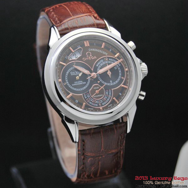 OMEGA DE VILLE CO-AXIAL CHRONOSCOPE Steel on Brown Leather Strap OM77404 OMEGA DE VILLE CO-AXIAL CHRONOSCOPE Steel on Brown Leather Strap OM77404