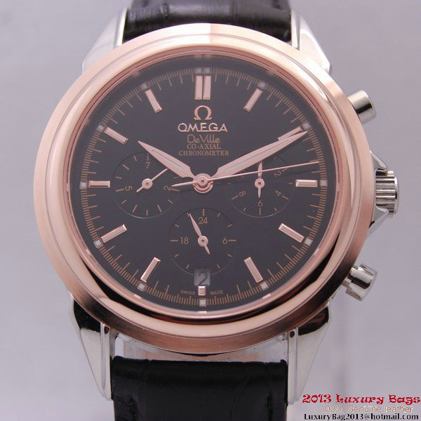 OMEGA DE VILLE CO-AXIAL Chronometer Red Gold on Black Leather Strap OM77512 OMEGA DE VILLE CO-AXIAL Chronometer Red Gold on Black Leather Strap OM77512
