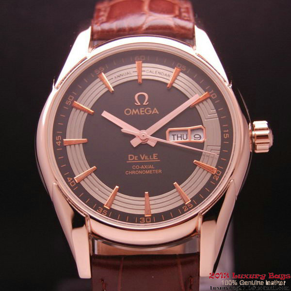 OMEGA DE VILLE HOUR VISION ANNUAL CALENDAR Red Gold on Brown Leather Strap OM77123 OMEGA DE VILLE HOUR VISION ANNUAL CALENDAR Red Gold on Brown Leather Strap OM77123