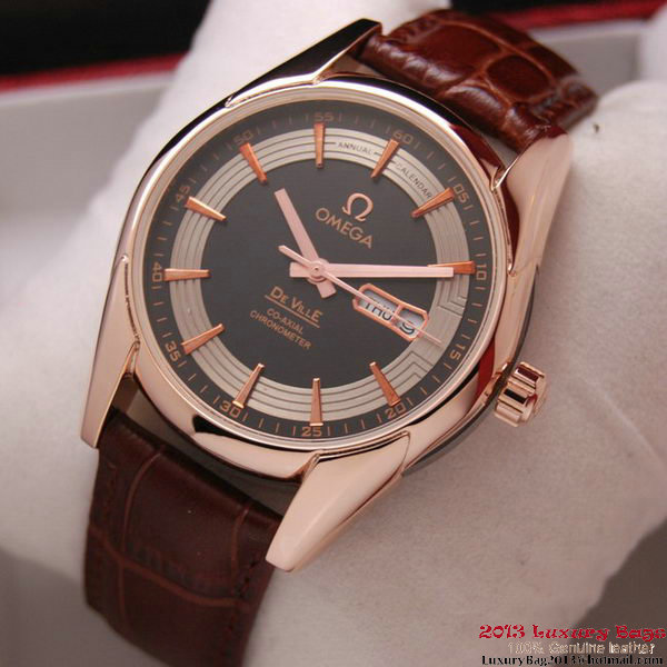 OMEGA DE VILLE HOUR VISION ANNUAL CALENDAR Red Gold on Brown Leather Strap OM77123 OMEGA DE VILLE HOUR VISION ANNUAL CALENDAR Red Gold on Brown Leather Strap OM77123