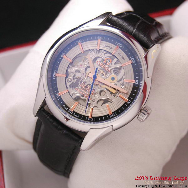 OMEGA DE VILLE Tourbillon Watches Steel on Black Leather Strap Om7006 OMEGA DE VILLE Tourbillon Watches Steel on Black Leather Strap Om7006