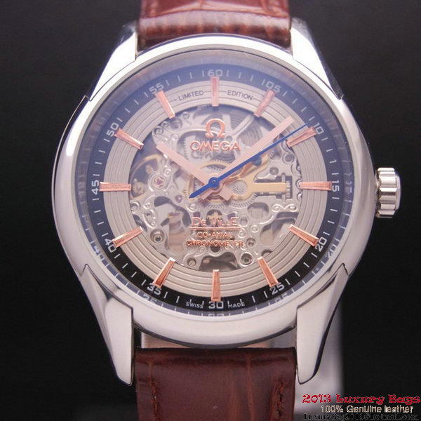 OMEGA DE VILLE Tourbillon Watches Steel on Brown Leather Strap Om7005 OMEGA DE VILLE Tourbillon Watches Steel on Brown Leather Strap Om7005