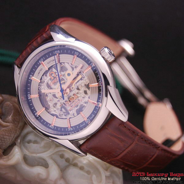 OMEGA DE VILLE Tourbillon Watches Steel on Brown Leather Strap Om7005 OMEGA DE VILLE Tourbillon Watches Steel on Brown Leather Strap Om7005