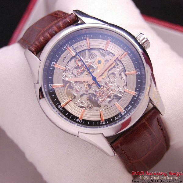 OMEGA DE VILLE Tourbillon Watches Steel on Brown Leather Strap Om7005 OMEGA DE VILLE Tourbillon Watches Steel on Brown Leather Strap Om7005