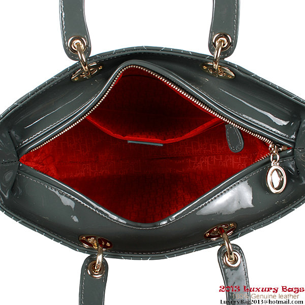 Lady Dior Bag Medium Bag Patent Leather D9603 Dark Grey Lady Dior Bag Medium Bag Patent Leather D9603 Dark Grey