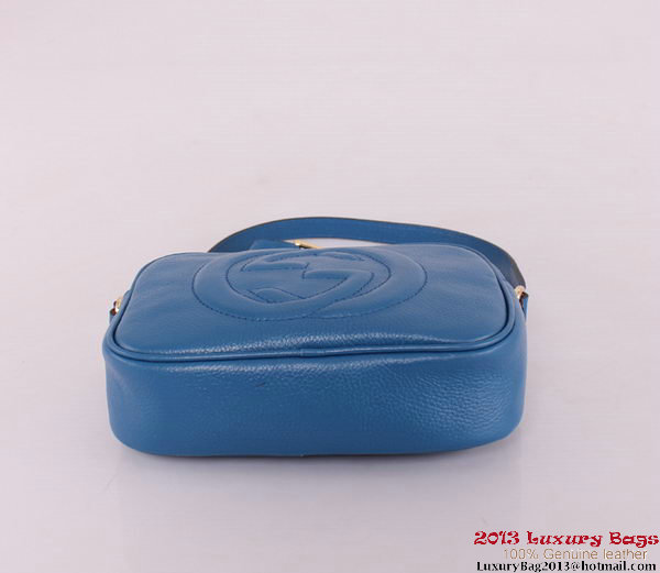 Gucci Soho Calfskin Leather Disco Bag 308364 Blue