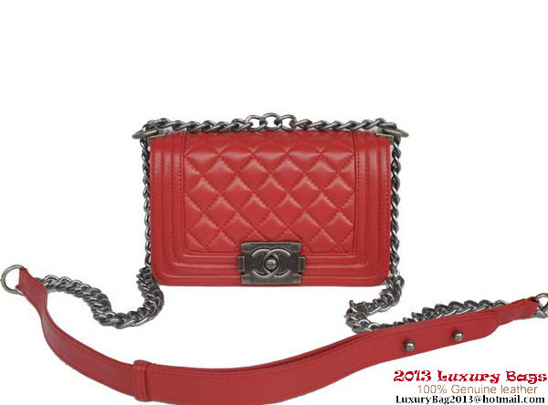 Boy Chanel Small Flap Shoulder Bag Sheepskin Leather A67086 Red