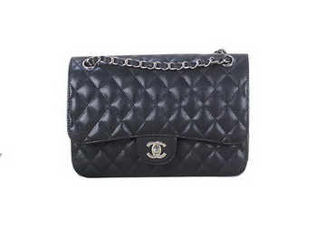Chanel 2.55 Classic Flap Bag Black Original Cannage Patterns Leather Silver Chanel 2.55 Classic Flap Bag Black Original Cannage Patterns Leather Silver