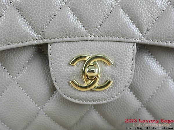 Chanel Classic Flap Bag Gray Original Cannage Patterns Leather Gold Chanel Classic Flap Bag Gray Original Cannage Patterns Leather Gold