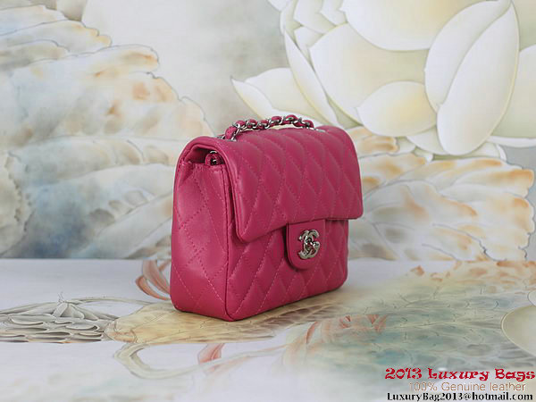 Chanel mini Classic Flap Bag Rose Sheepskin 1115 Silver