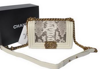 Boy Chanel Flap Shoulder Bag Python Leather A66094 OffWhite Boy Chanel Flap Shoulder Bag Python Leather A66094 OffWhite
