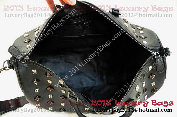 MCM Stark Weekender Medium Boston Bag in Black Calfskin MCM Stark Weekender Medium Boston Bag in Black Calfskin