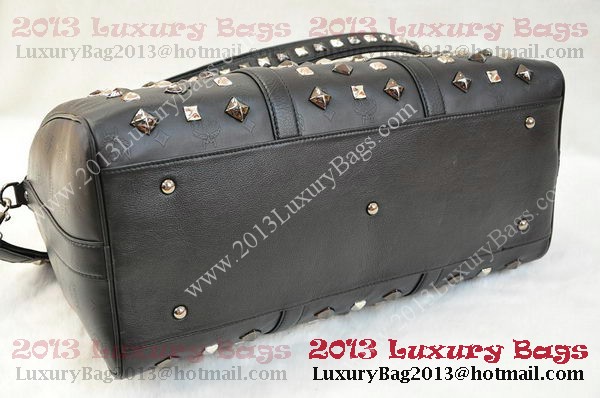 MCM Stark Weekender Medium Boston Bag in Black Calfskin MCM Stark Weekender Medium Boston Bag in Black Calfskin