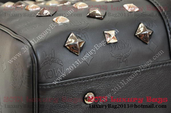 MCM Stark Weekender Medium Boston Bag in Black Calfskin MCM Stark Weekender Medium Boston Bag in Black Calfskin