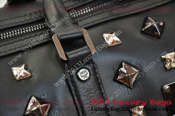 MCM Stark Weekender Medium Boston Bag in Black Calfskin MCM Stark Weekender Medium Boston Bag in Black Calfskin