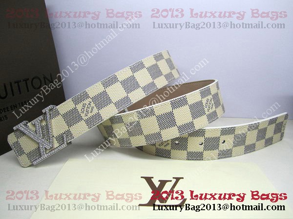 Louis Vuitton Damier Azur Canvas Belt LV2050 Silver Louis Vuitton Damier Azur Canvas Belt LV2050 Silver