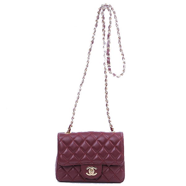 Chanel mini Classic Flap Bag Burgundy Sheekskin 1115 Gold