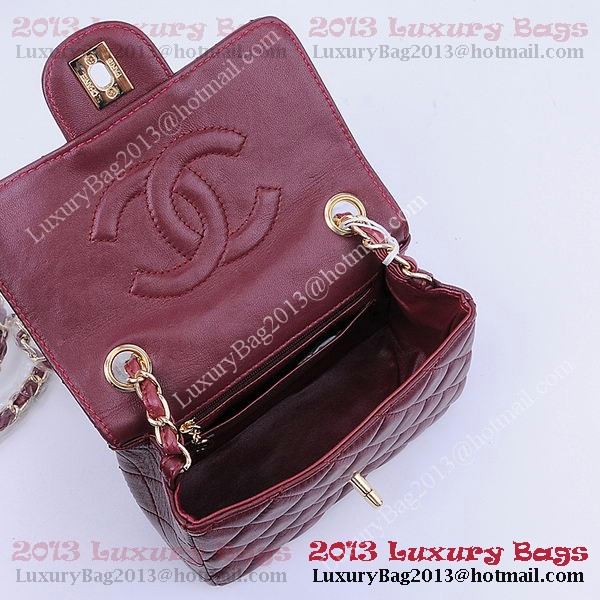 Chanel mini Classic Flap Bag Burgundy Sheekskin 1115 Gold Chanel mini Classic Flap Bag Burgundy Sheekskin 1115 Gold