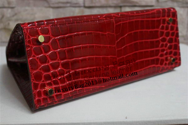 Hermes Kelly 32cm Shoulder Bag Red Croco Patent Leather K32 Gold Hermes Kelly 32cm Shoulder Bag Red Croco Patent Leather K32 Gold