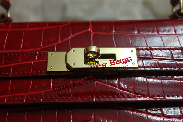 Hermes Kelly 32cm Shoulder Bag Red Croco Patent Leather K32 Gold Hermes Kelly 32cm Shoulder Bag Red Croco Patent Leather K32 Gold