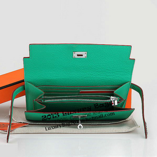 Hermes Kelly Original Leather Bi-Fold Wallet A708 Green Hermes Kelly Original Leather Bi-Fold Wallet A708 Green
