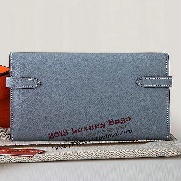 Hermes Kelly Original Saffiano Leather Bi-Fold Wallet A708 SkyBlue Hermes Kelly Original Saffiano Leather Bi-Fold Wallet A708 SkyBlue
