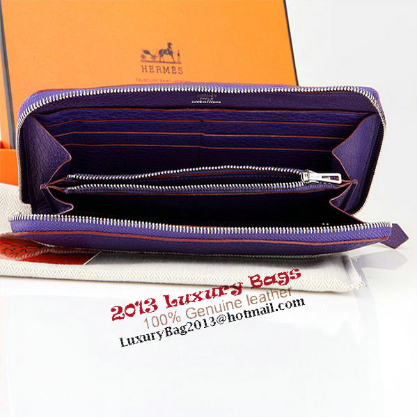 Hermes Zipper Wallet Original Leather A309 Purple Hermes Zipper Wallet Original Leather A309 Purple