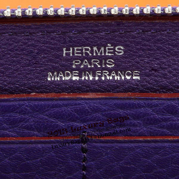Hermes Zipper Wallet Original Leather A309 Purple Hermes Zipper Wallet Original Leather A309 Purple