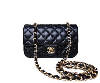 Chanel mini Classic Flap Bag Black Sheekskin 1117 Gold Chanel mini Classic Flap Bag Black Sheekskin 1117 Gold