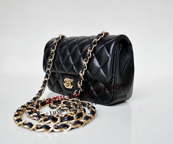 Chanel mini Classic Flap Bag Black Sheekskin 1117 Gold Chanel mini Classic Flap Bag Black Sheekskin 1117 Gold