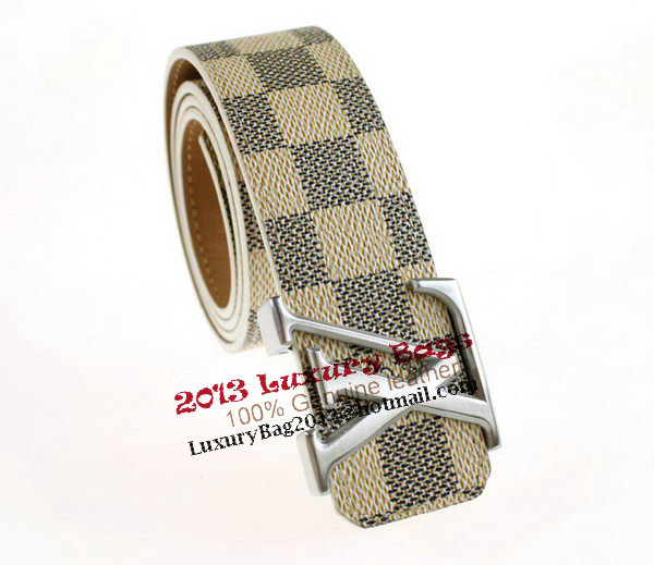 Louis Vuitton Damier Damier Azur Canvas Belt LV2067 Silver Louis Vuitton Damier Damier Azur Canvas Belt LV2067 Silver