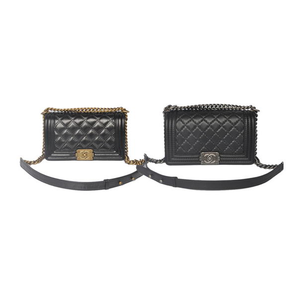 Boy Chanel Flap Shoulder Bag Bright Leather A67086 Black