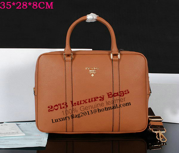 Prada Grainy Calf Leather Briefcase 80661 Wheat Prada Grainy Calf Leather Briefcase 80661 Wheat