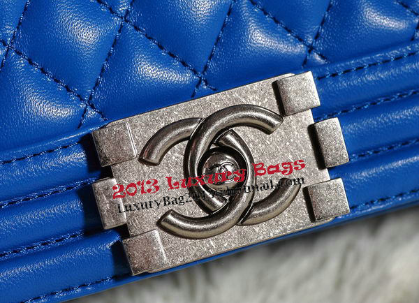 Chanel Boy Flap Shoulder Bag in Blue Original Leather Silver Chanel Boy Flap Shoulder Bag in Blue Original Leather Silver