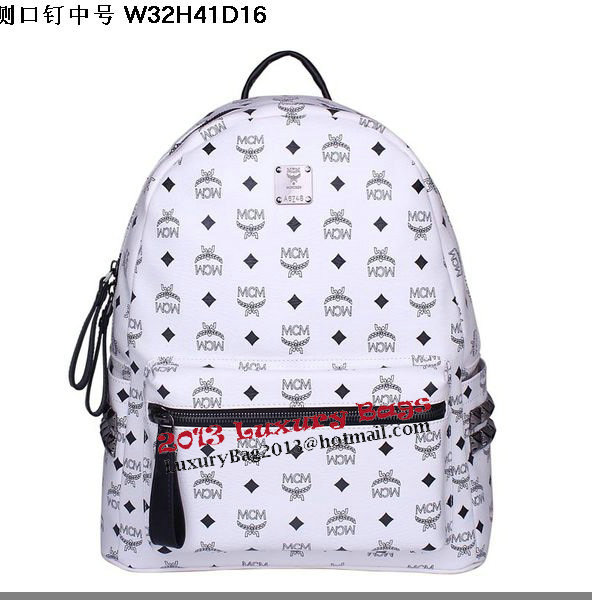 MCM Medium Stark Backpack MC2446 White MCM Medium Stark Backpack MC2446 White
