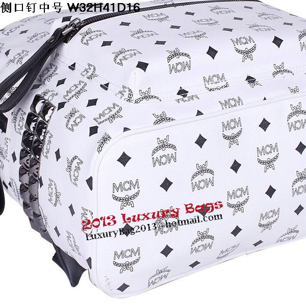 MCM Medium Stark Backpack MC2446 White MCM Medium Stark Backpack MC2446 White