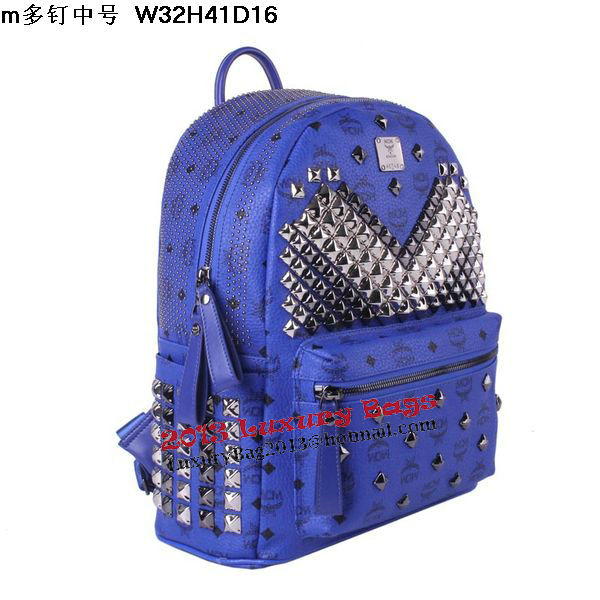 MCM Medium Stark Front Studs Backpack MC4237 Blue MCM Medium Stark Front Studs Backpack MC4237 Blue
