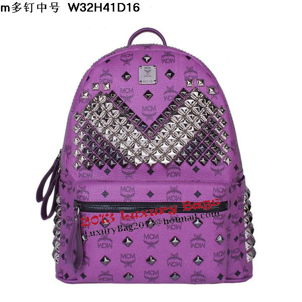 MCM Medium Stark Front Studs Backpack MC4237 Purple MCM Medium Stark Front Studs Backpack MC4237 Purple