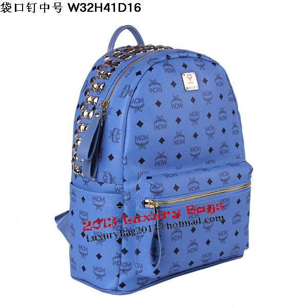 MCM Medium Top Studs Backpack MC4232 Blue MCM Medium Top Studs Backpack MC4232 Blue