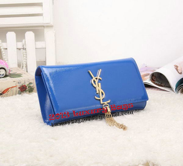 YSL Classic Monogramme Tassel Patent Leather Clutch Bag Y8908 Blue YSL Classic Monogramme Tassel Patent Leather Clutch Bag Y8908 Blue