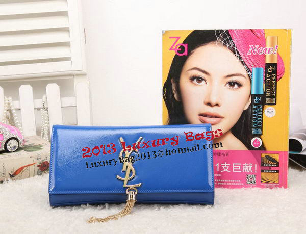 YSL Classic Monogramme Tassel Patent Leather Clutch Bag Y8908 Blue YSL Classic Monogramme Tassel Patent Leather Clutch Bag Y8908 Blue
